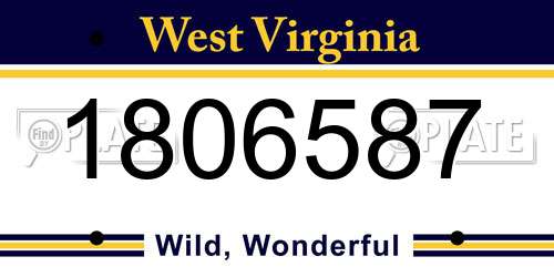 1806587 West Virginia License Plate