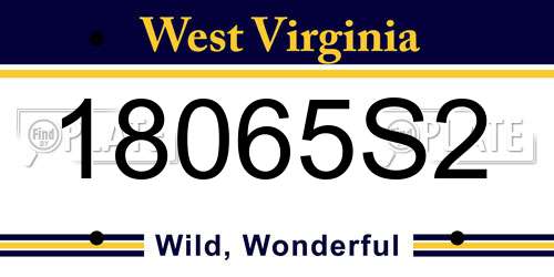18065S2 West Virginia License Plate