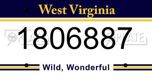 1806887 West Virginia License Plate