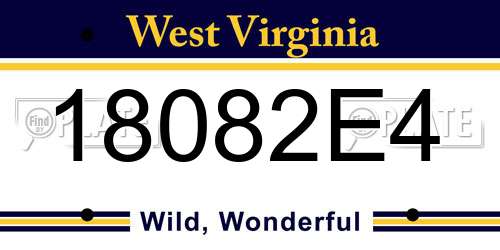 18082E4 West Virginia License Plate