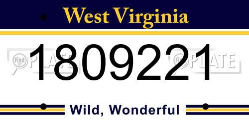 1809221 West Virginia License Plate