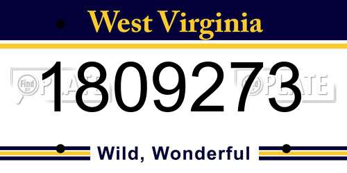 1809273 West Virginia License Plate
