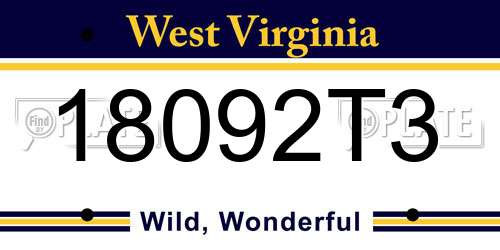 18092T3 West Virginia License Plate