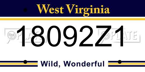 18092Z1 West Virginia License Plate