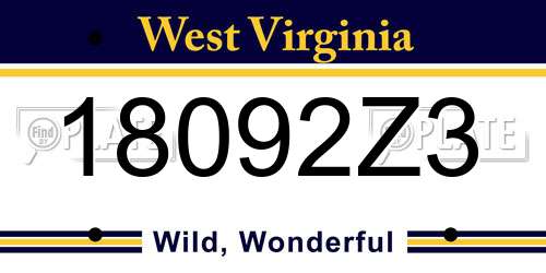 18092Z3 West Virginia License Plate
