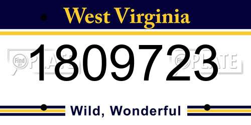 1809723 West Virginia License Plate
