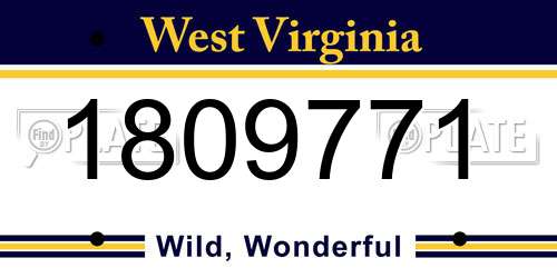 1809771 West Virginia License Plate