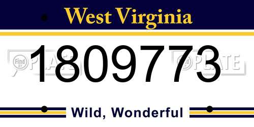 1809773 West Virginia License Plate