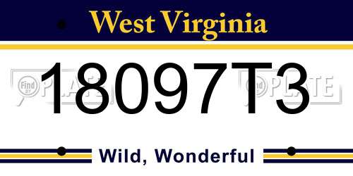 18097T3 West Virginia License Plate