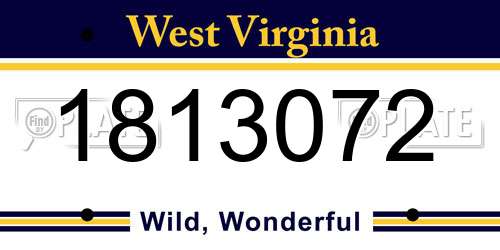1813072 West Virginia License Plate
