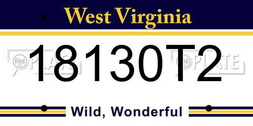 18130T2 West Virginia License Plate