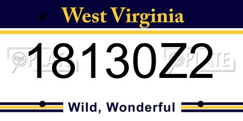 18130Z2 West Virginia License Plate
