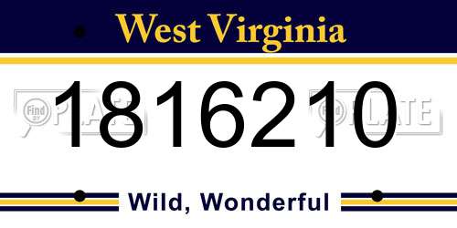 1816210 West Virginia License Plate