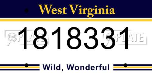 1818331 West Virginia License Plate