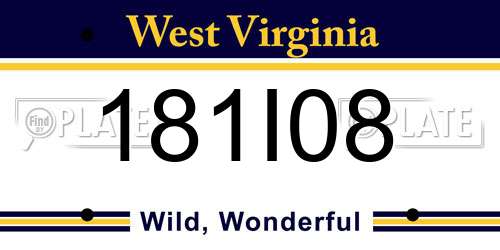 181I08 West Virginia License Plate