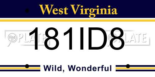 181ID8 West Virginia License Plate
