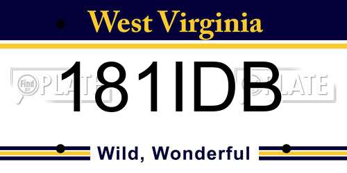 181IDB West Virginia License Plate