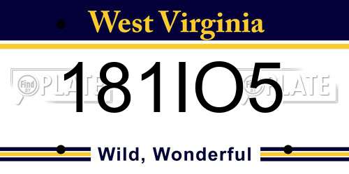 181IO5 West Virginia License Plate