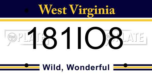 181IO8 West Virginia License Plate