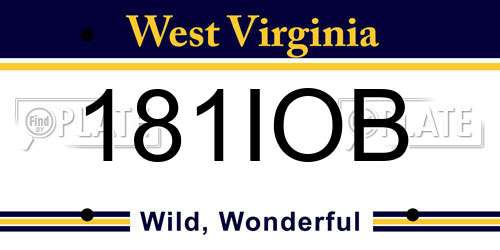 181IOB West Virginia License Plate