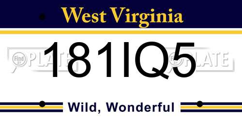 181IQ5 West Virginia License Plate