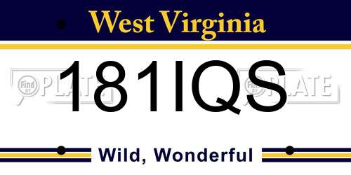 181IQS West Virginia License Plate