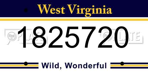1825720 West Virginia License Plate