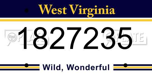 1827235 West Virginia License Plate
