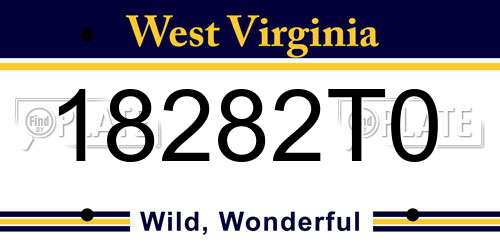 18282T0 West Virginia License Plate