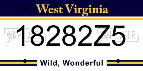 18282Z5 West Virginia License Plate