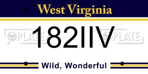 182IIV West Virginia License Plate