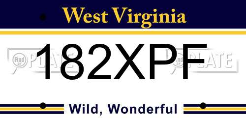 182XPF West Virginia License Plate