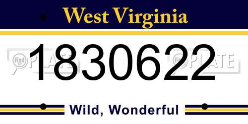 1830622 West Virginia License Plate