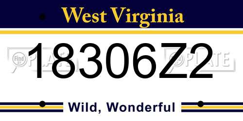 18306Z2 West Virginia License Plate