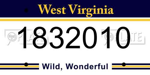 1832010 West Virginia License Plate