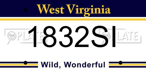 1832SI West Virginia License Plate