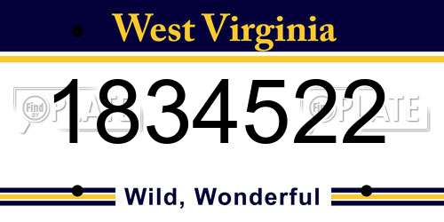 1834522 West Virginia License Plate