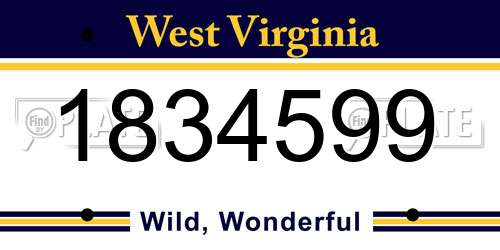 1834599 West Virginia License Plate