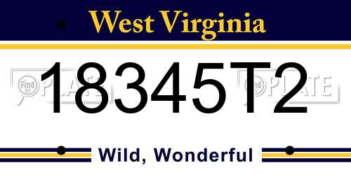 18345T2 West Virginia License Plate