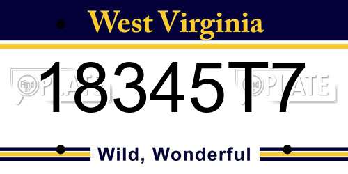 18345T7 West Virginia License Plate