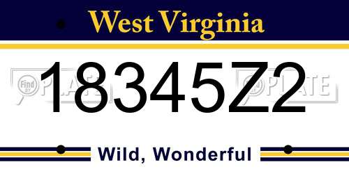 18345Z2 West Virginia License Plate