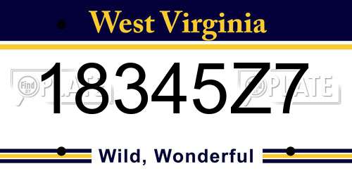 18345Z7 West Virginia License Plate
