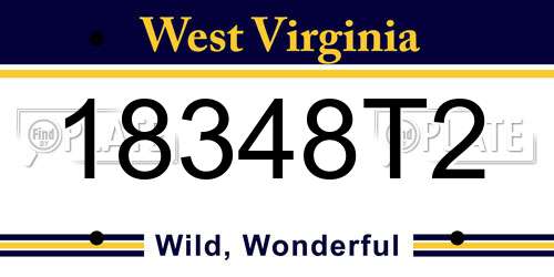 18348T2 West Virginia License Plate