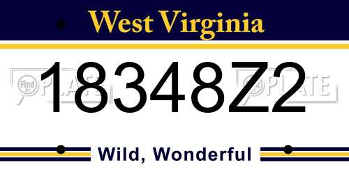 18348Z2 West Virginia License Plate