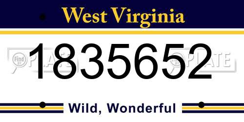 1835652 West Virginia License Plate