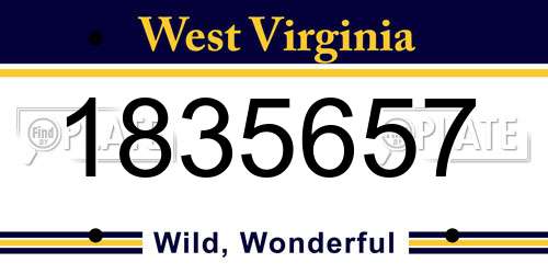 1835657 West Virginia License Plate