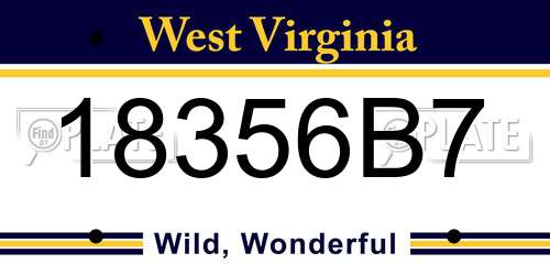 18356B7 West Virginia License Plate
