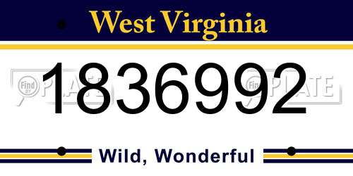 1836992 West Virginia License Plate