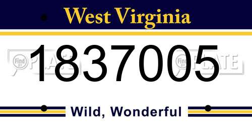 1837005 West Virginia License Plate