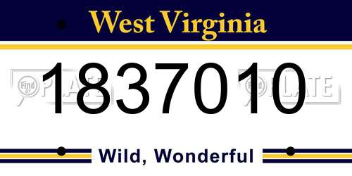1837010 West Virginia License Plate